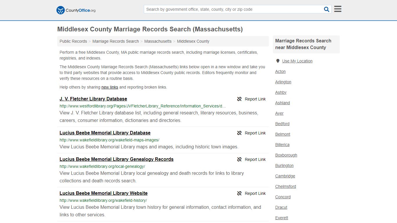 Middlesex County Marriage Records Search (Massachusetts) - County Office