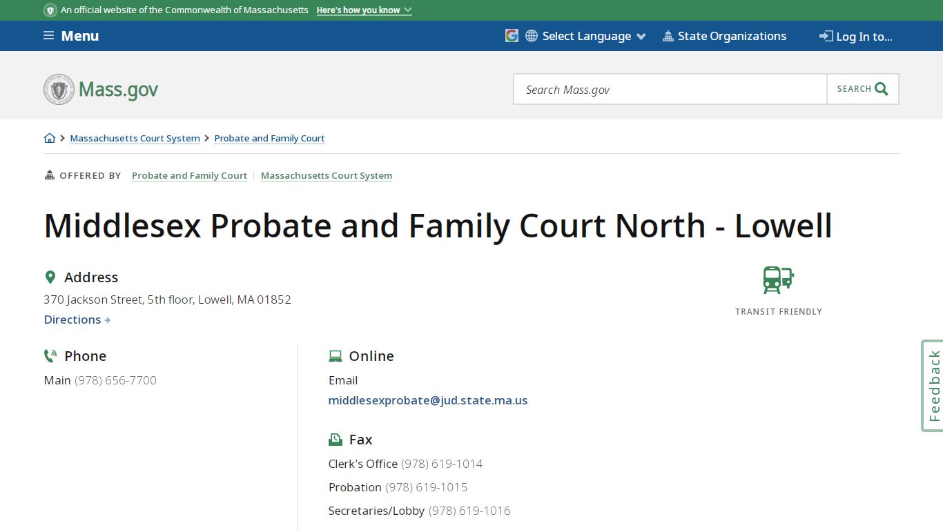 Middlesex Probate and Family Court North - Lowell | Mass.gov